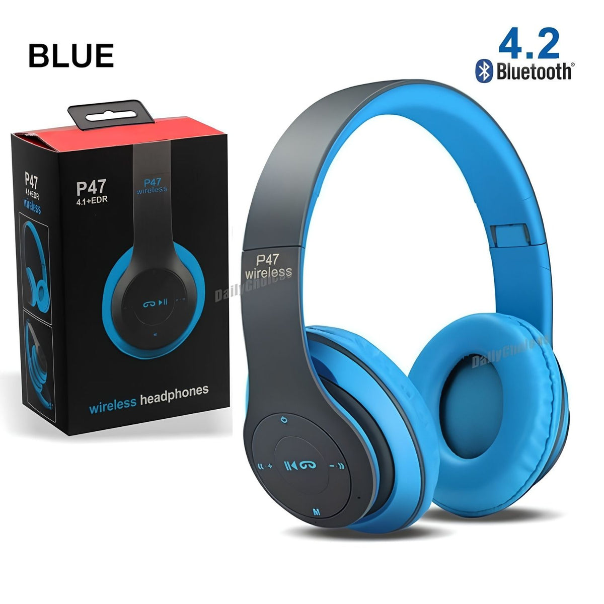 P47 Wireless Bluetooth Headphones – Foldable Headset with FM Radio & TF Card
