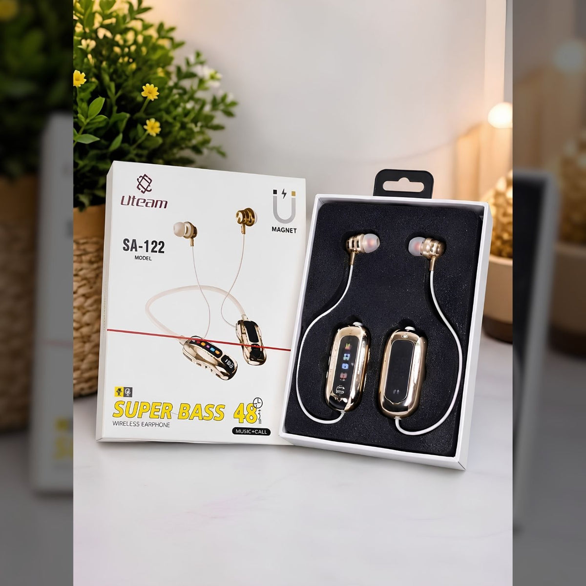 Uteam SA-122 Magnetic Wireless Earphones – Super Bass, Hi-Fi Sound & 48 Hours Battery