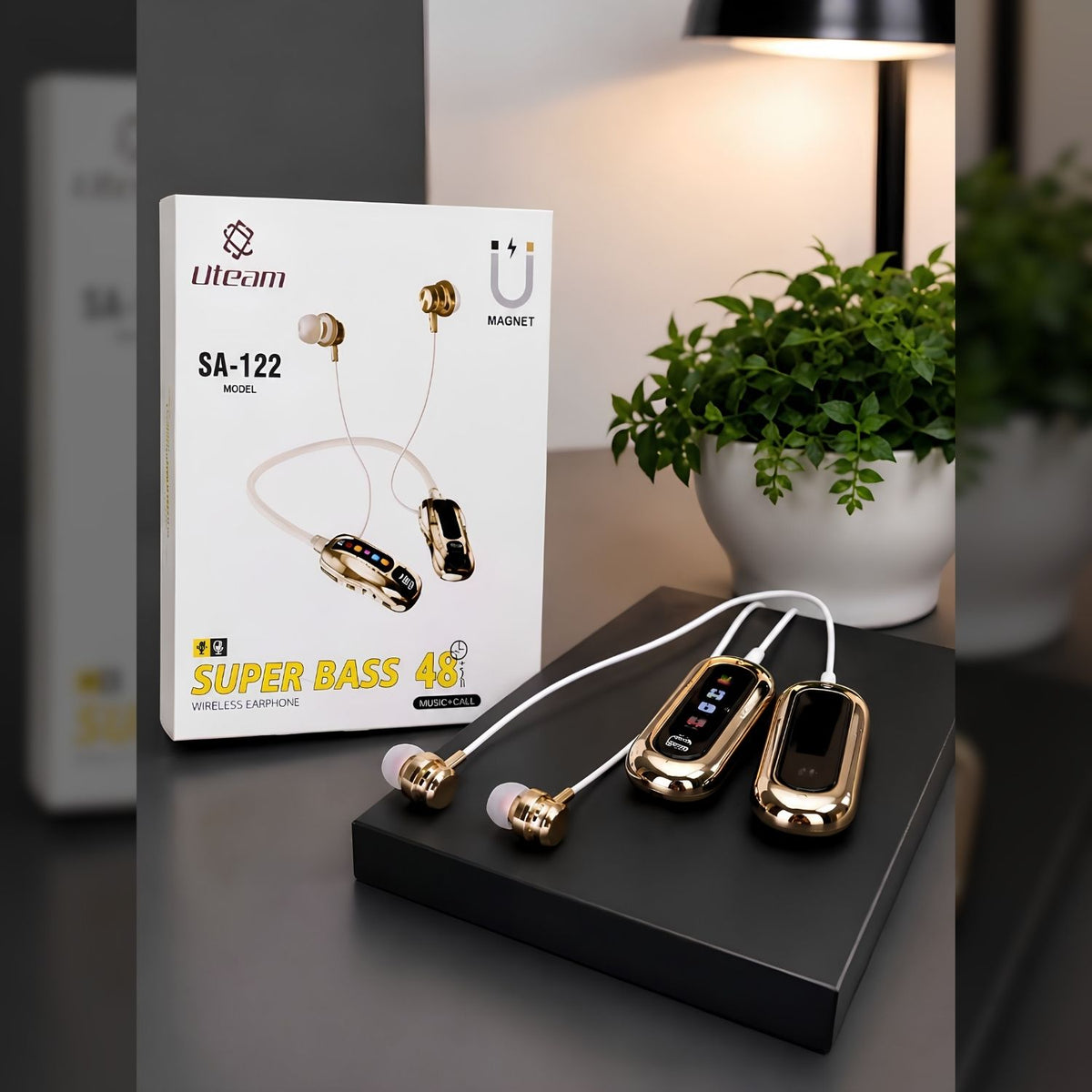 Uteam SA-122 Magnetic Wireless Earphones – Super Bass, Hi-Fi Sound & 48 Hours Battery