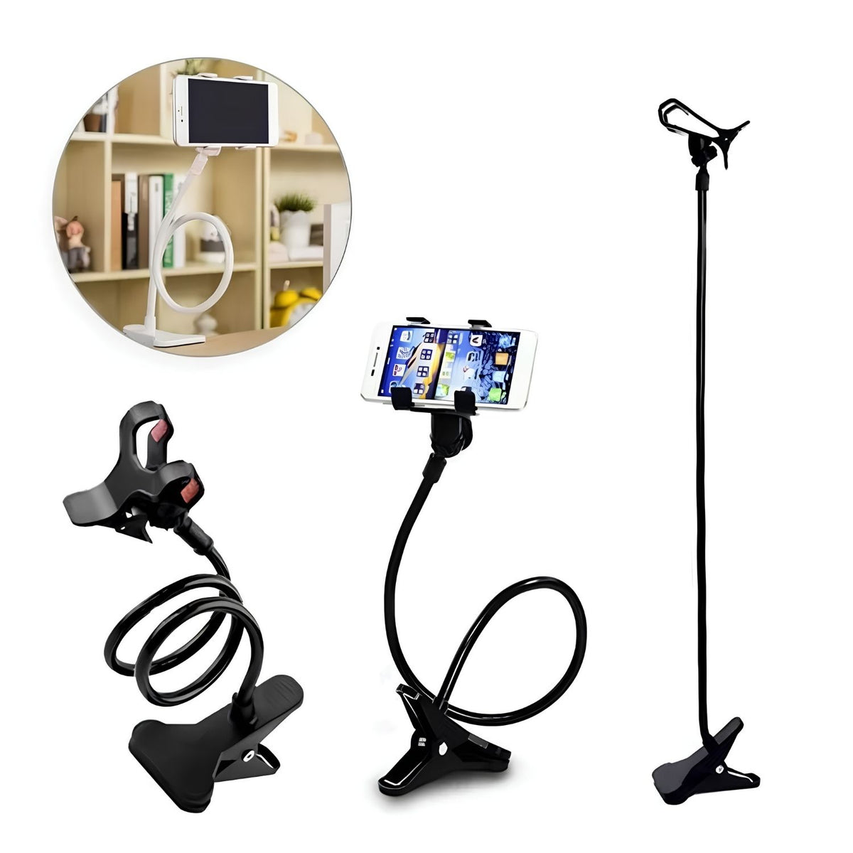 360° Flexible Gooseneck Mobile Phone Holder Clip Stand – Adjustable Desk & Bed Mount