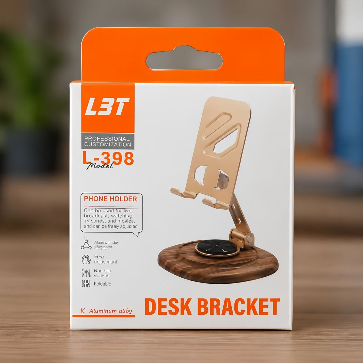 L3T L-398 Adjustable Metal Desk Phone Holder – Foldable Aluminum Mobile Stand