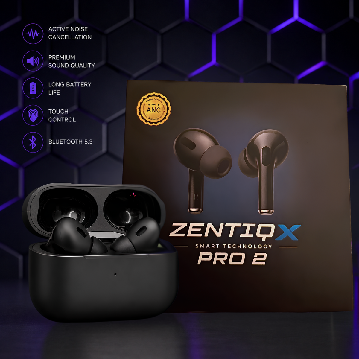 ZENTIQX Pro 2 TWS Wireless Earbuds – Premium Wireless Audio with Charging Case