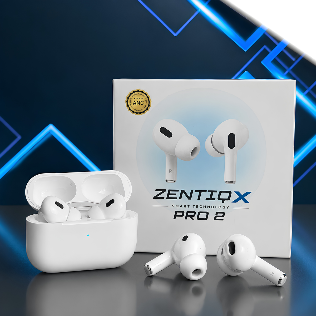ZENTIQX Pro 2 ANC TWS Wireless Earbuds – White Noise Cancelling Bluetooth Earphones